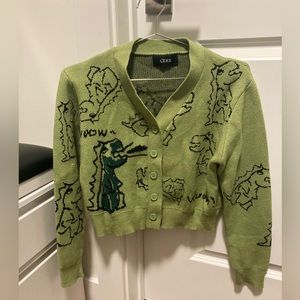 Dinosaur Pattern Cardigan Green Size Small from Cider